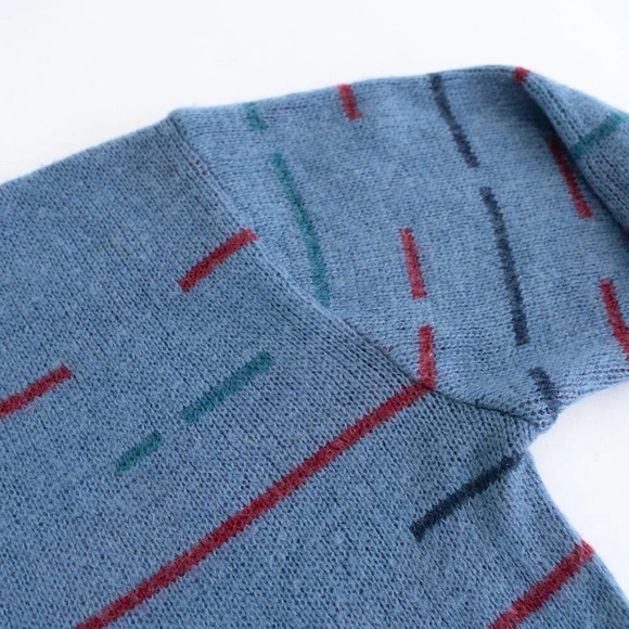 VTG 90S Moss Creek Trader Blue  And Red Knit 10% Mohair Eclectic Grandpa Sweater - Picture 10 of 10